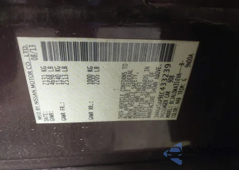 2014 Nissan Maxima 3.5 S from USA, damaged, VIN 1N4AA5AP9EC433239